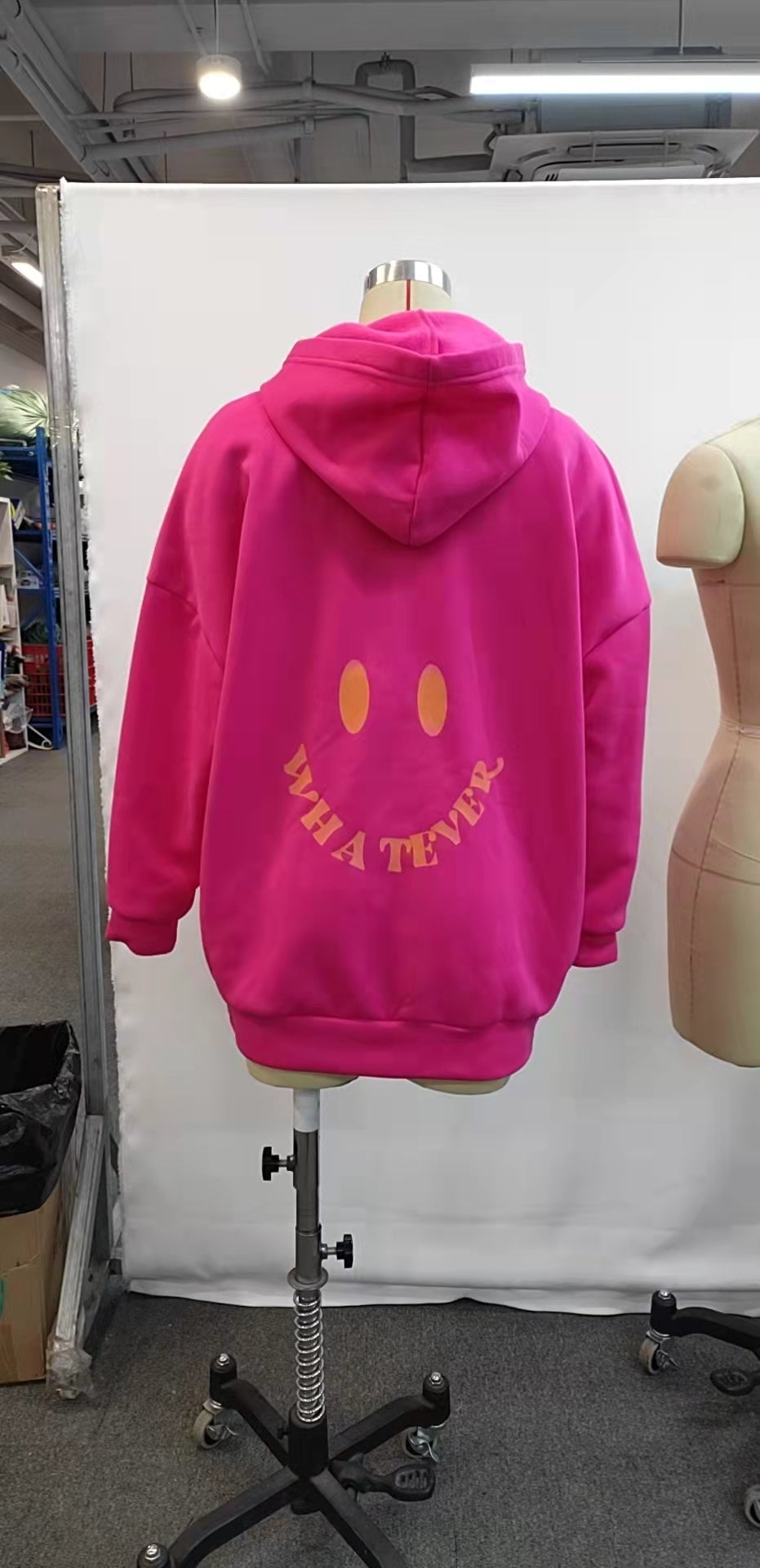 Whatever Smiley Print Women's Casual Hoodie