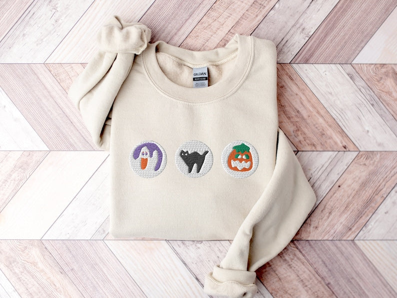 Halloween Cookies Boo Embroidered Sweatshirt