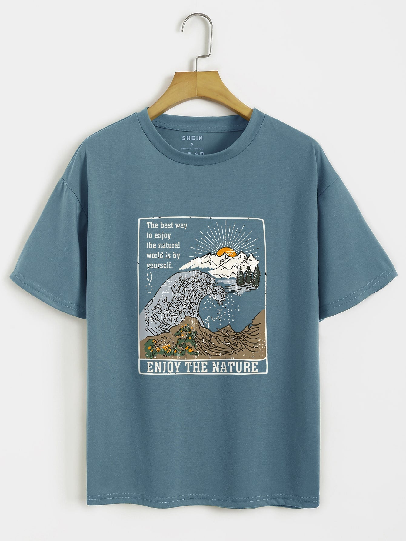 Waves And Slogan Graphic Casual T-shirt