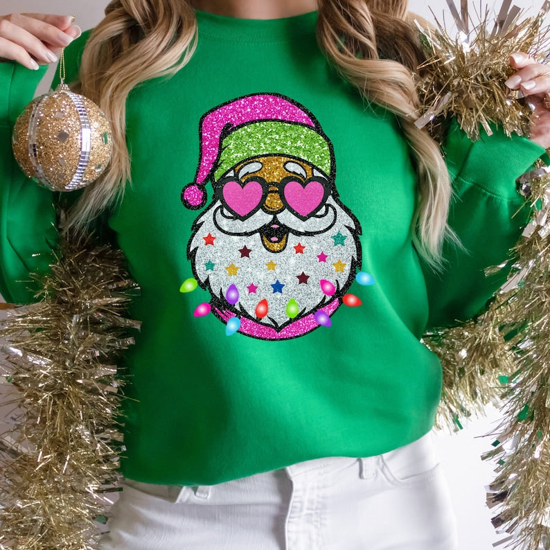 Santa with Sunglasses Trendy Sweatshirt