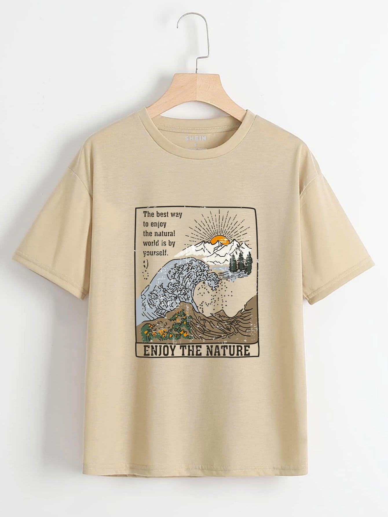 Waves And Slogan Graphic Casual T-shirt