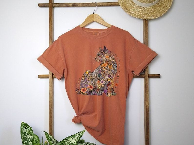 Floral Cat Mom Cat Lover T-shirt