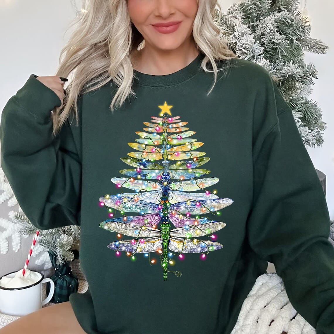Dragonfly Christmas Light Sweatshirt