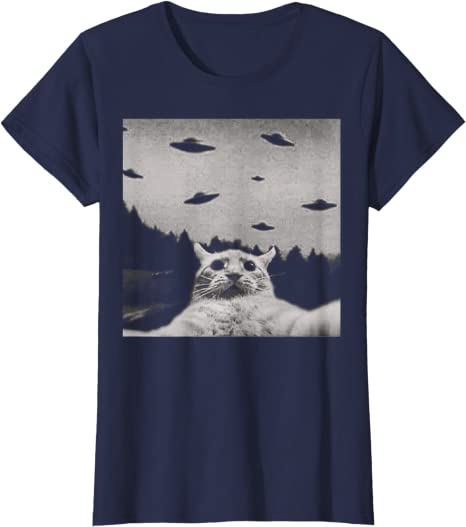 Alien UFO Funny Cat T-Shirt