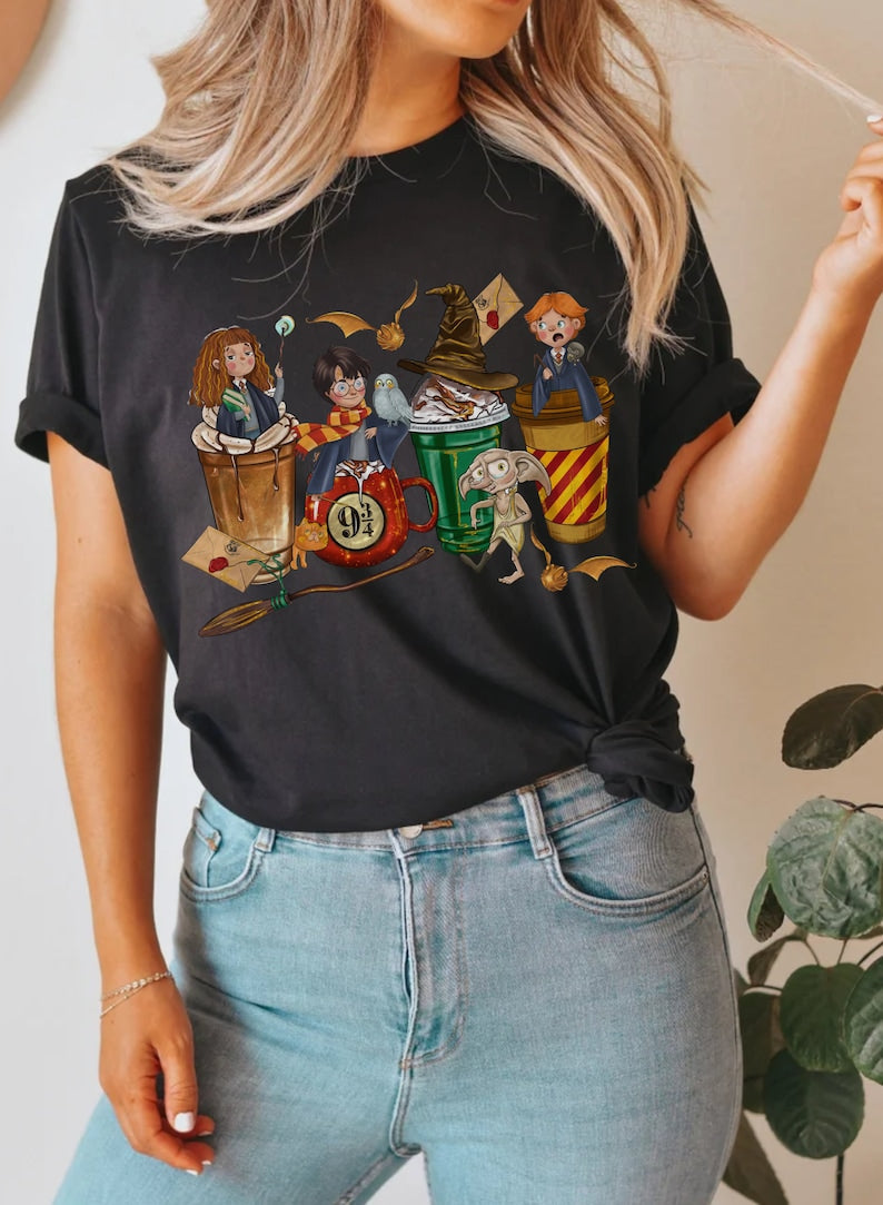 Magic School Coffee Cute Print T-shirt